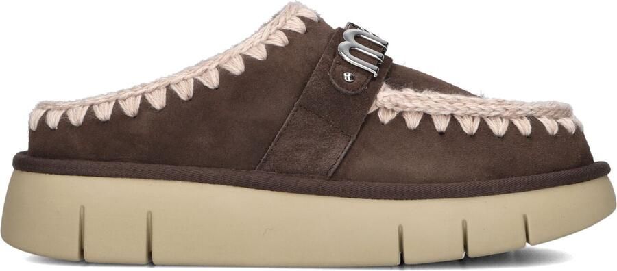 MOU Bounce Clog Metal Logo Pantoffels Dames Sloffen Bruin - Foto 2