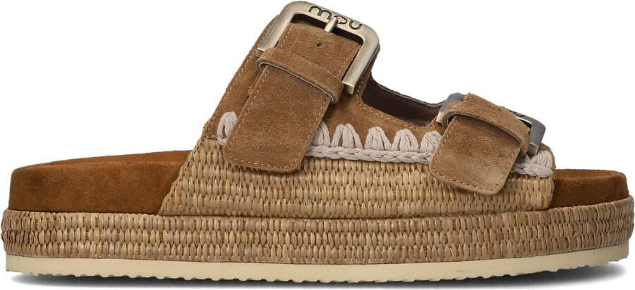 MOU Bruine Slippers Two Buckle Sandal Raffia Wrapping - Foto 3