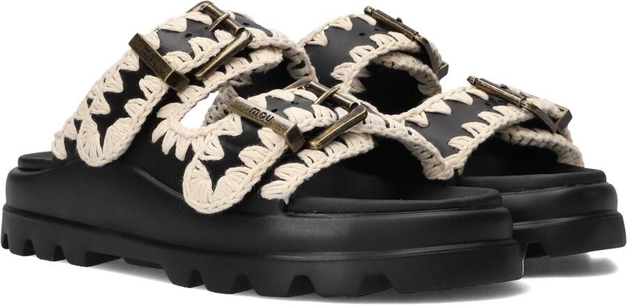 MOU Eva One-piece Slide Two-buckles Slippers Dames Zwart