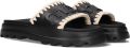 MOU Badslippers Dames Sequins Criss-cross Bio Sandal Textiel Zwart - Zwart