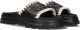 MOU Badslippers Dames Sequins Criss-cross Bio Sandal Textiel Zwart - Zwart
