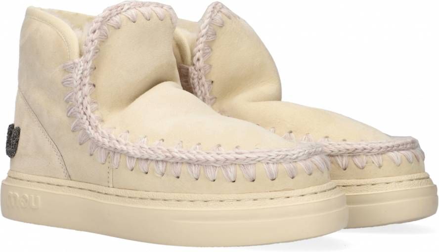 MOU Enkellaarsjes Dames Pantoffels Damesschoenen Leer Eskimo snkr bold Gebroken wit