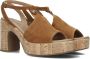 Nerogiardini Stijlvolle Cognac Suède Sandalen Brown Dames - Thumbnail 1