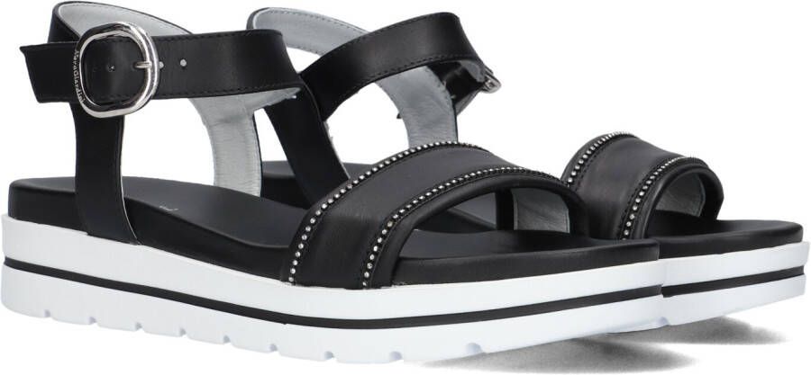 Nerogiardini Zwarte Leren Sandalen met Strass-stenen Black Dames