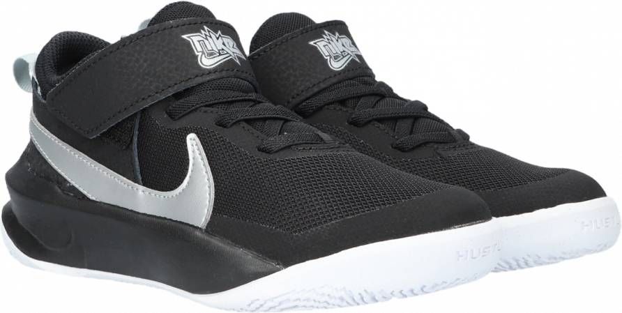 Nike Team Hustle D 10 (Ps) Black Metallic Silver-Volt-White Basketballschoes pre school CW6736-004