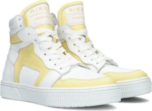 NIKKIE Livia hoge leren sneakers wit geel