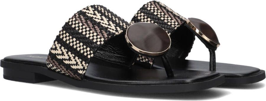 Noa Harmon Zwarte Raffia Slippers Stijlvolle Zomer Black Dames