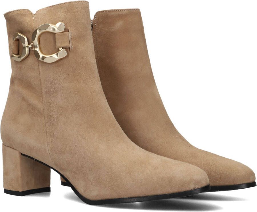 Notre-v Beige Suède Enkellaarsjes met Blokhak
