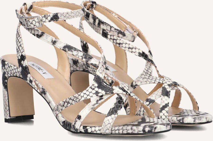 Notre-v Elegante beige sandalen met slangenprint