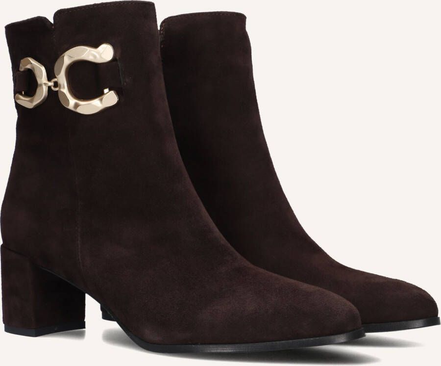 Notre-V 8558 Enkellaarsjes Enkelboots met rits Dames Bruin