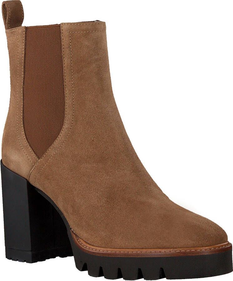 Notre-v Cognac Suède Enkellaarsjes met Blokhak Brown Dames