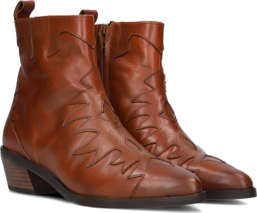 Notre-V 18060 Enkellaarsjes Enkelboots met rits Dames Cognac