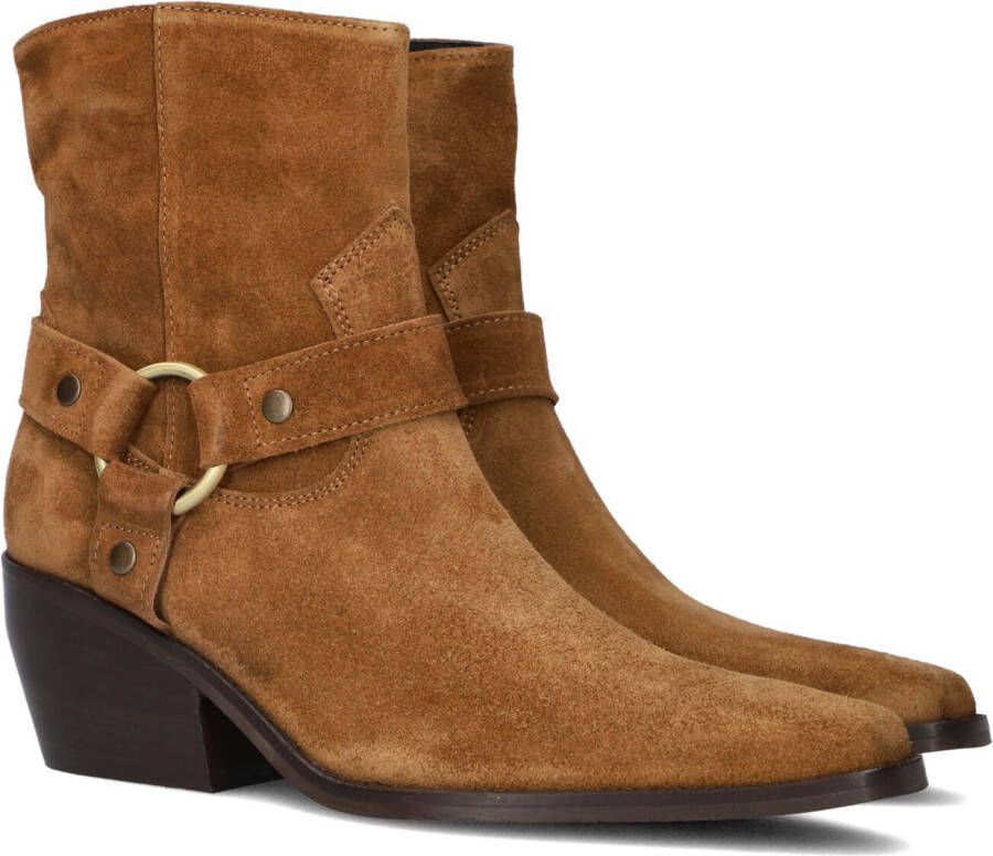 Notre-V Al334 Enkellaarsjes Enkelboots met rits Dames Cognac