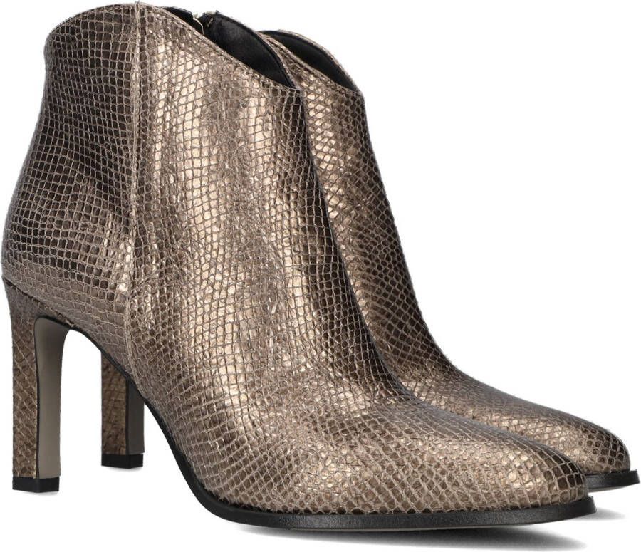 Notre-v Gouden Enkellaarsje met Reptielenprint Yellow Dames