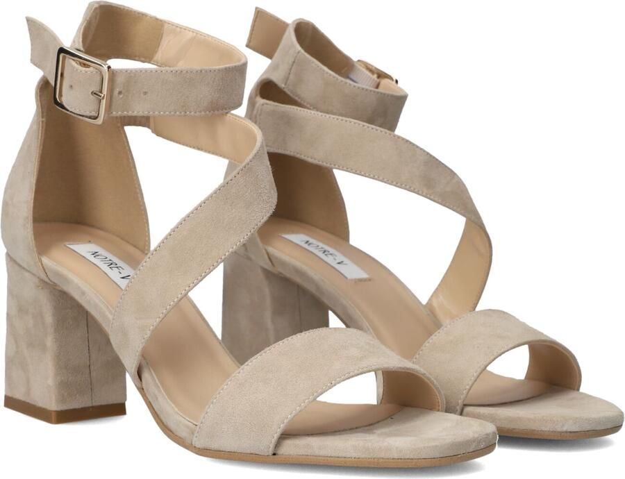 Notre-V Dames Sandalen met hak 19036 Beige Blokhak