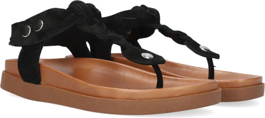 Notre-v Gevlochten Zwarte Leren Sandalen Black Dames