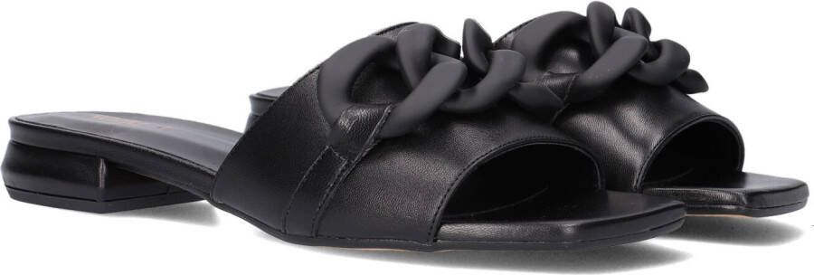 Notre-v Elegante Zwarte Leren Slippers Black Dames