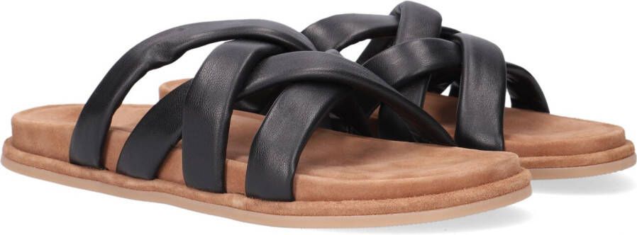 Notre-v Zwarte Gevlochten Leren Slippers Black Dames