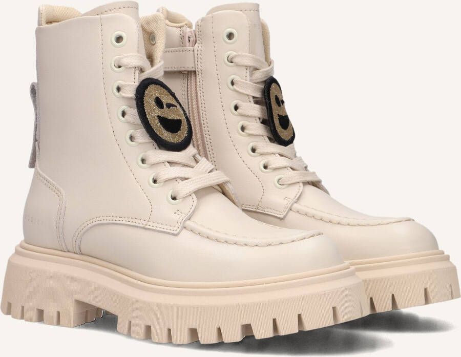 Nubikk Fae Bobbi Jr leren veterboots ecru Meisjes Leer Effen 35