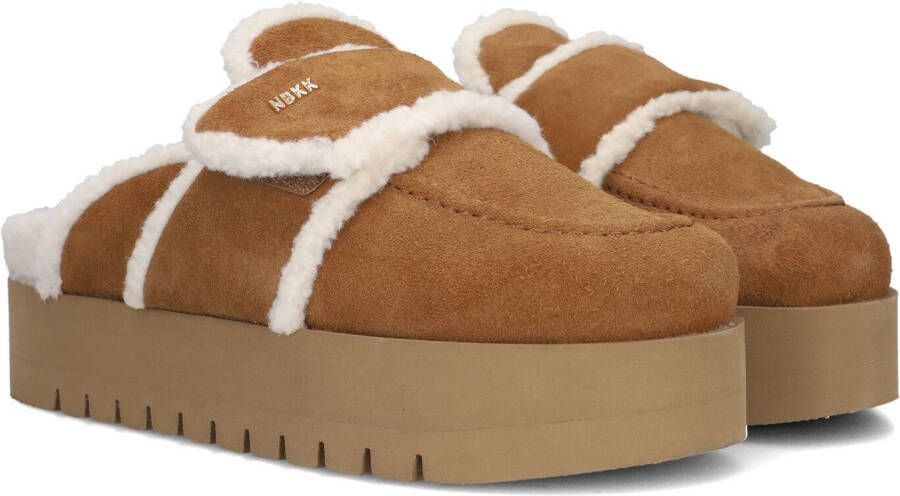 NUBIKK Instappers Dames Teddy Fur Maat: 41 Materiaal: Suède Kleur: Cognac