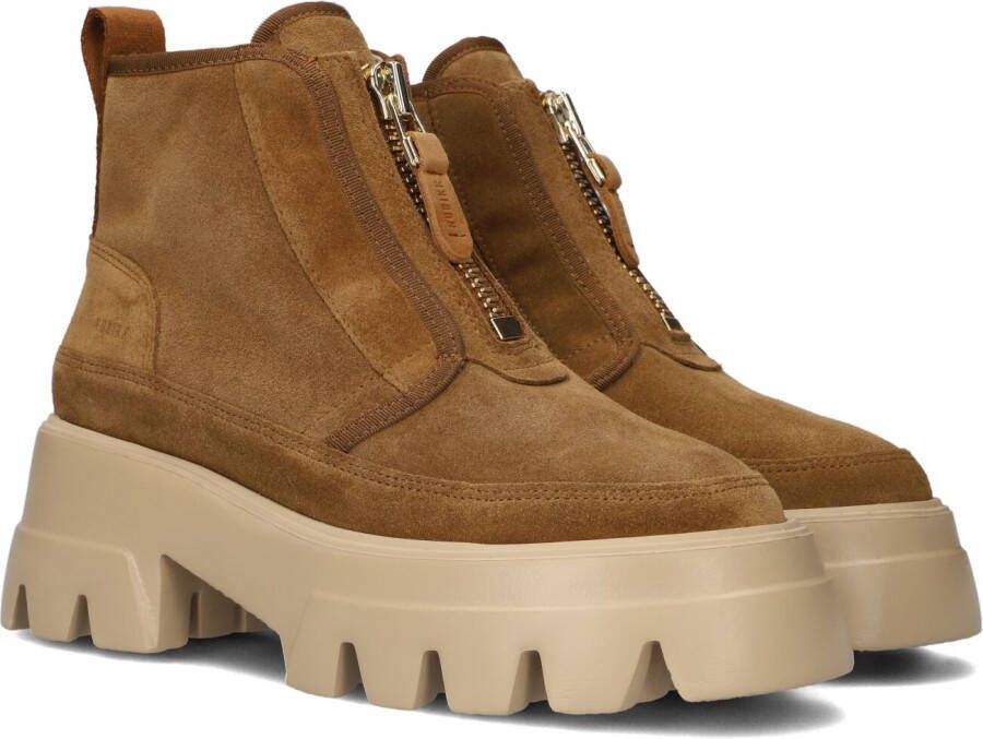 Nubikk Gorpcore outdoor FAshion bruin Tinten Flore Rock Fur Enkelboots Enkellaarsjes Dames Camel
