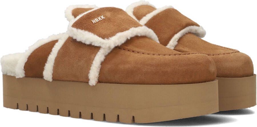 NUBIKK Pantoffels Dames Teddy Chunky Fur Maat: 39 Materiaal: Suède Kleur: Cognac