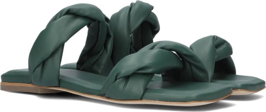 NUBIKK Slippers Dames Square Twist Maat: 37 Materiaal: Leer Kleur: Groen