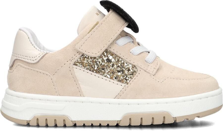 Nubikk Basket Court Jr leren sneakers beige Meisjes Leer Meerkleurig glitter
