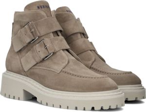 Nubikk Taupe Suède Enkellaarsjes met Gespdetails Beige Dames