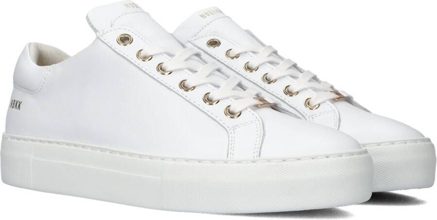 Nubikk Iconische Leren Sneaker met Gouden Oogjes White Dames