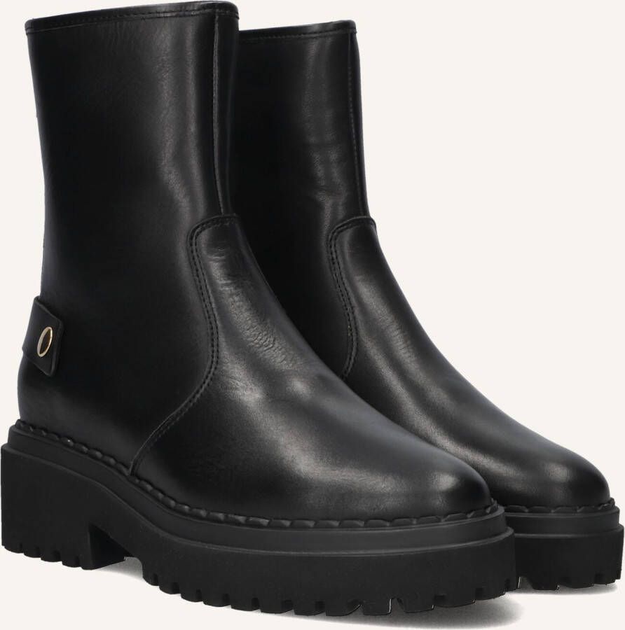 NUBIKK Enkelboots Dames Fae Leva Fur Maat: 40 Materiaal: Leer Kleur: Zwart