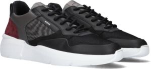 Nubikk Stijlvolle Herensneaker Zwart Grijs Leer met Donkerrode Hak Grijs Heren