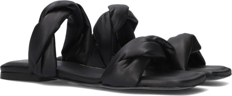 NUBIKK Slippers Dames Square Twist Maat: 37 Materiaal: Leer Kleur: Zwart