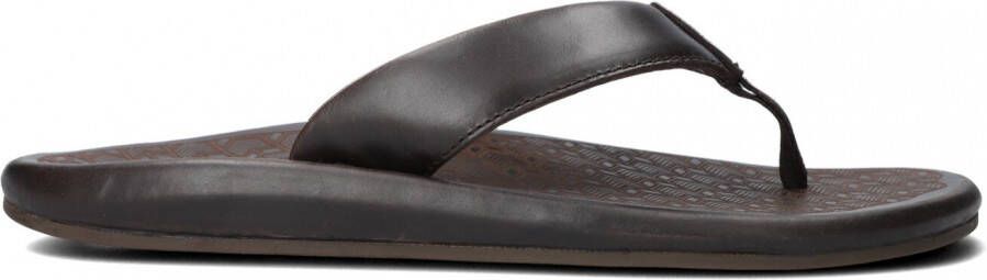 OLUKAI Teenslippers Heren Ilikai Maat: 44 Materiaal: Leer Kleur: Bruin