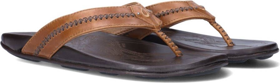OLUKAI Teenslippers Heren Mea Ola Maat: 42 Materiaal: Leer Kleur: Bruin
