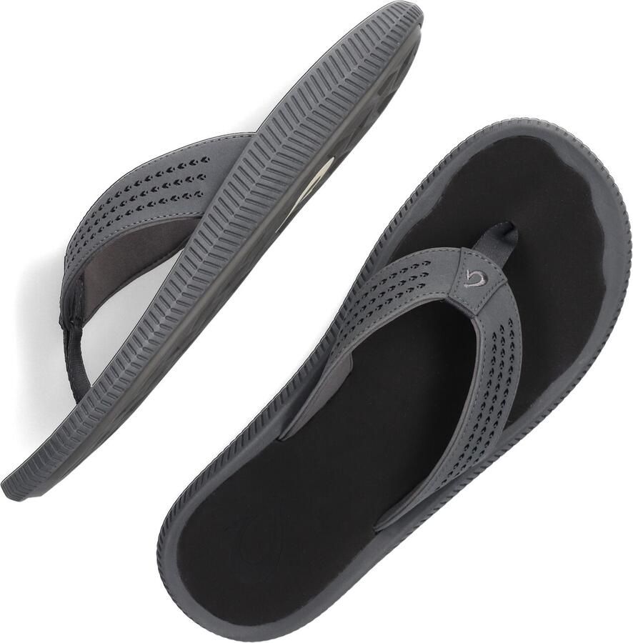 OLUKAI Teenslippers Heren Ulele Maat: 46 Materiaal: Textiel Kleur: Grijs
