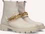 Omoda Beige leren enkellaarsjes met kettingdetail - Thumbnail 1