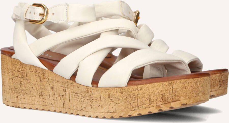 Bruin Tinten 722029 Sandalen Met Sleehak Dames Beige
