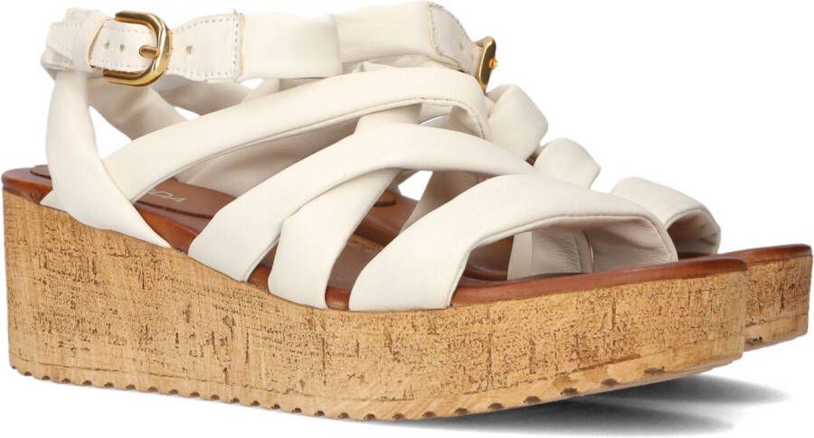 Bruin Tinten 722029 Sandalen Met Sleehak Dames Beige