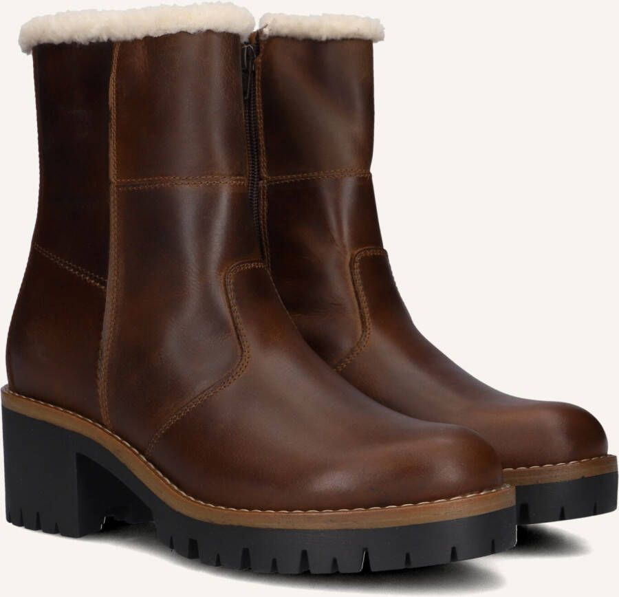 Omoda Stijlvolle Cognac Leren Enkellaarzen
