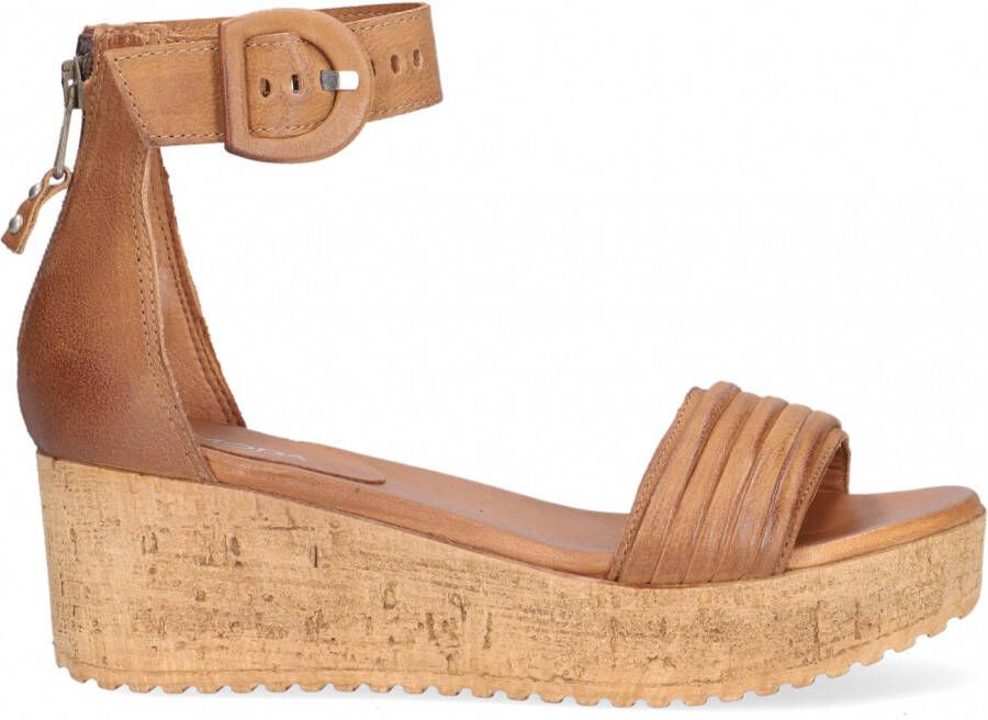 Omoda 722021 Sandalen Met Sleehak Dames Cognac - Schoenen.nl