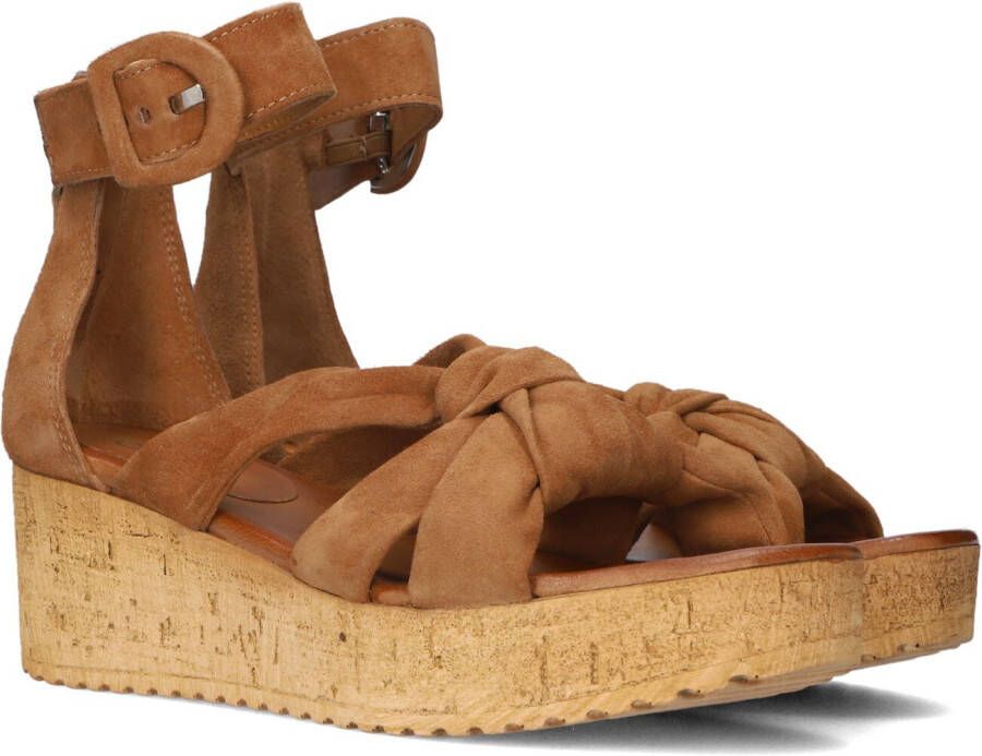 Bruin Tinten 722028 Sandalen Met Sleehak Dames Cognac