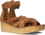 Bruin Tinten 722028 Sandalen Met Sleehak Dames Cognac - Thumbnail 1