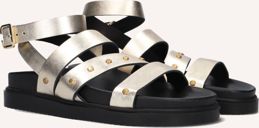 Omoda Gouden Leren Sandalen met Studs