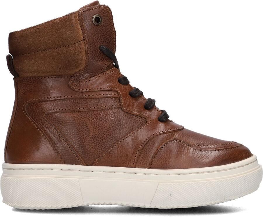 Omoda K001043 Hoge sneakers Leren Sneaker Jongens Cognac