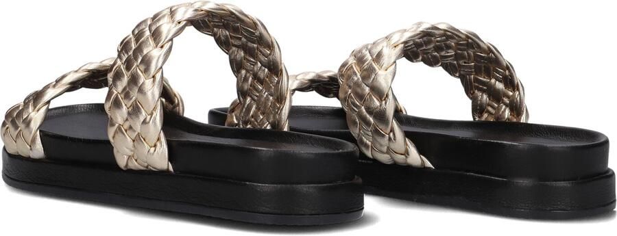 Omoda Gouden leren slippers met geweven bovenwerk - Foto 3