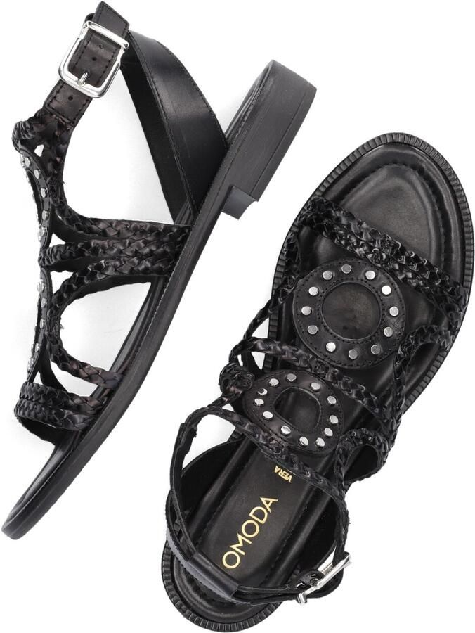 Omoda Zwarte sandalen met studs en gevlochten bandjes - Foto 2