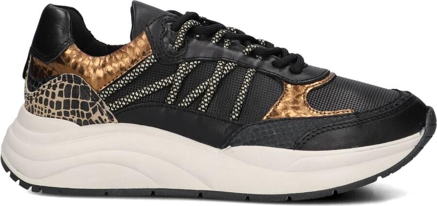 Omoda Zwarte lage sneakers met bronzen accenten