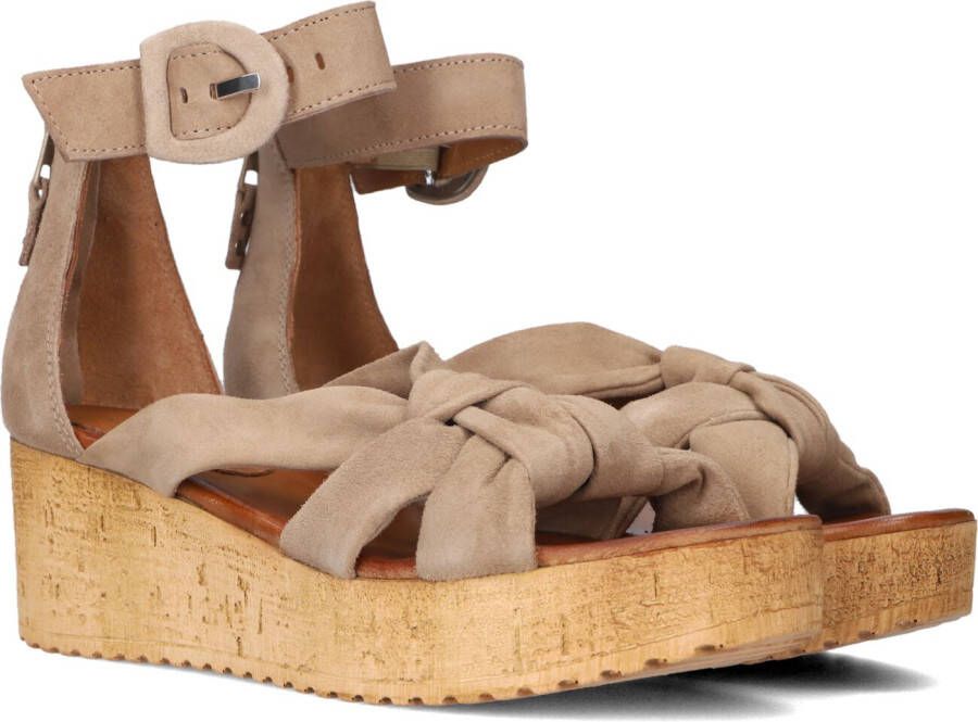 Bruin Tinten 722028 Sandalen Met Sleehak Dames Taupe