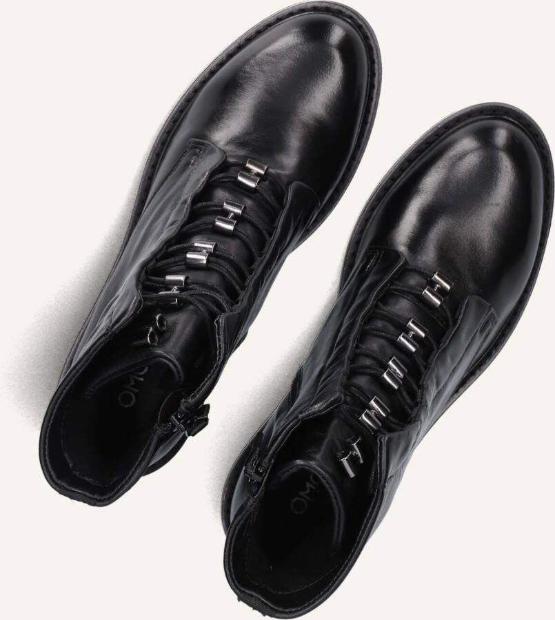 Omoda Zwarte leren veterschoenen